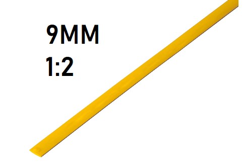 Термоусадка  9мм (1м, желтая, усадка 1:2)