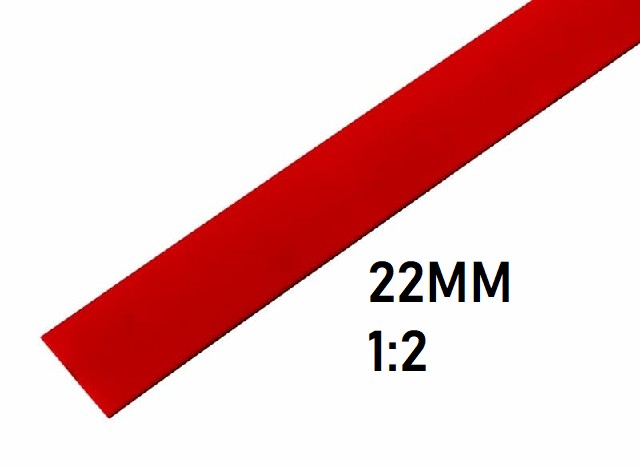Термоусадка 22мм (1м, красная, усадка 1:2)