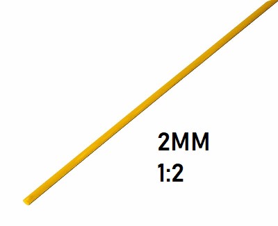 Термоусадка  2мм (1м, желтая, усадка 1:2)