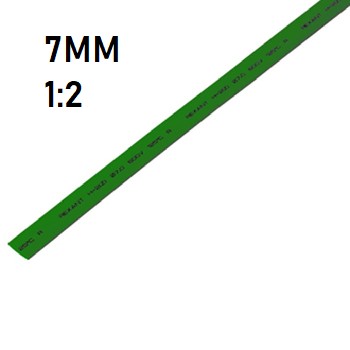 Термоусадка  7мм (1м, зеленая, усадка 1:2)