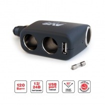Разветвитель в прикуриватель 2 выхода 2 USB AVS  CS219U